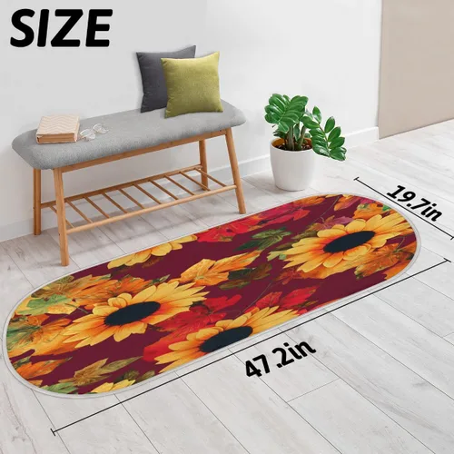 Miniatura 2 de cfpolar Fall Maples Sunflower Bathroom Rugs Non-Slip Bath Rug Microfiber Bath Mat Absorbent Kitchen Mats and Rugs Machine Washable Oval Plush Floor