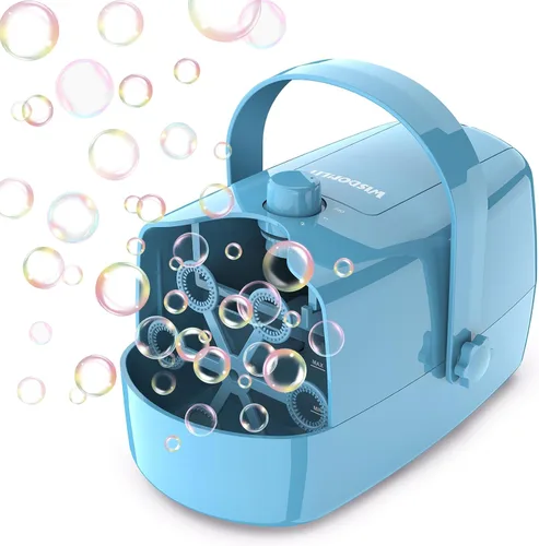 Miniatura 10 de Wisdomlit Máquina de burbujas, máquina de burbujas 3 en 1, soplador de burbujas con 3 ruedas de burbujas, hace pequeña mediana burbujas grandes