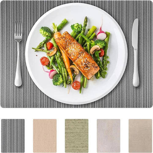Miniatura 11 de Andie Home - Manteles individuales ovalados para mesa de cocina y comedor, juego de 6 piezas, resistentes al calor y lavables a la superficie, gris