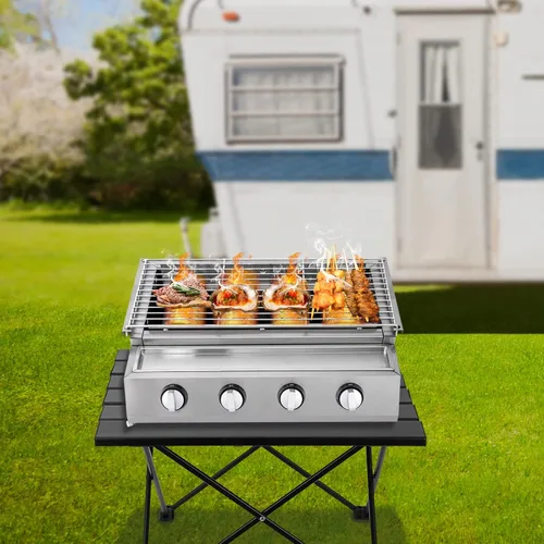 Miniatura 9 de Parrilla de gas de propano profesional de acero inoxidable para acampar al aire libre