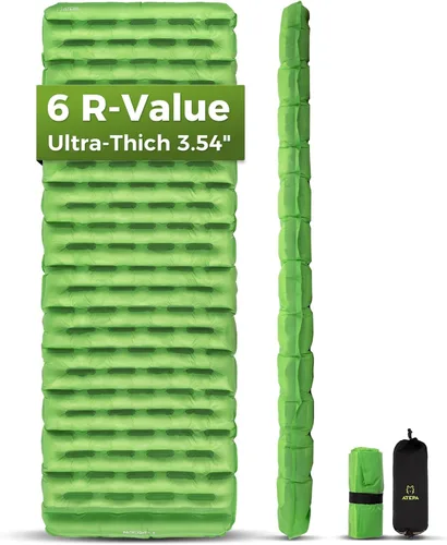 ATEPA ThermAir - Colchoneta de dormir ultraligera para camping y mochilero, 6 colchones de aire aislados de valor R, colchoneta inflable compacta de