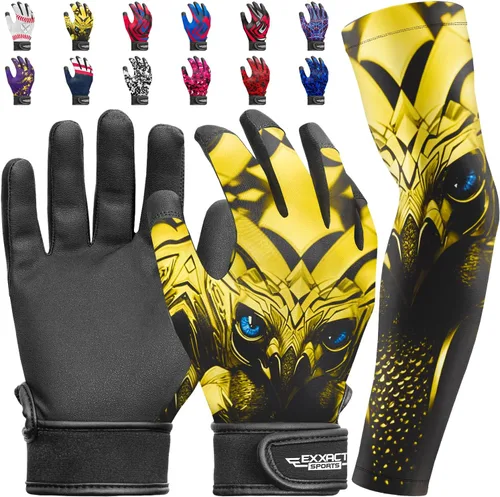 Miniatura 11 de Guantes de bateo para jóvenes de Exxact Sports con mangas para brazos para niños y niñas, guantes de béisbol para niños para bateo de sóftbol