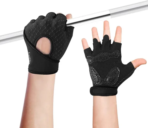 Miniatura 10 de Luwint Guantes de Entrenamiento para Niños, Guantes de Ejercicio con Ventilación y Agarre para Niños y Niñas para Levantamiento de Pesas y Gimnasio