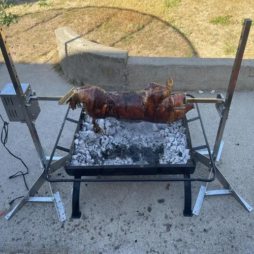 Miniatura 6 de Kit de parrilla eléctrica con rotisserie DESENNIE, capacidad de 46 pulgadas y 132 LBS, motor automático de 50 W de altura ajustable, soporte