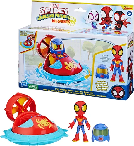 Miniatura 3 de Spidey and his Amazing Friends Marvel Web-Spinners Spidey con hover Spinner, juego de coche con vehículo, figura de acción a escala de 4 pulgadas