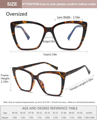 Miniatura 3 de EYEURL Oversized Cat Eye Reading Glasses for Women Blue Light Computer Readers Spring Hinge Fashion Large Eyewear