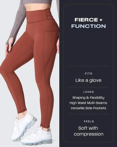 Miniatura 2 de Aoxjox Trinity - Pantalones de yoga de cintura alta con bolsillos para mujer, control de abdomen, cintura cruzada, leggings de entrenamiento suaves
