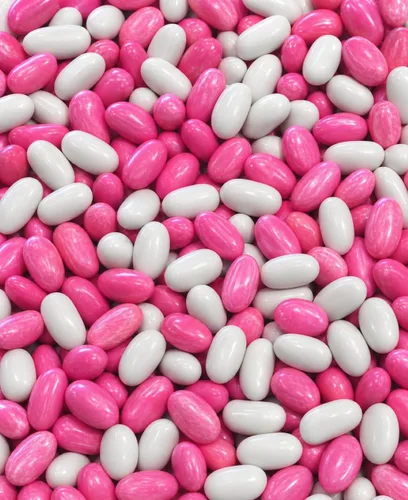 Dulces de regaliz rosa y blanco – Bolsa fresca a granel de 1 libra de piezas de regaliz de concha de caramelo suave tamaño mordido