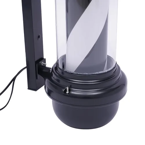 Miniatura 8 de DNYSYSJ Barra de peluquería con luz LED blanca y negra, poste de peluquería tradicional exterior para peluquería, luz iluminadora de rayas