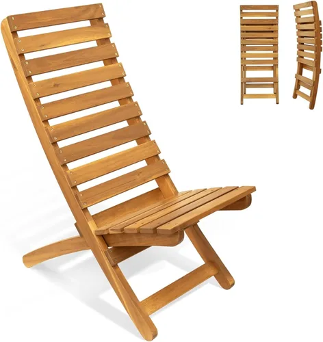 Miniatura 3 de Melino 2 sillas plegables de madera, sillas Adirondack de acacia de perfil bajo certificadas FSC, sillas plegables de madera para exteriores, patio