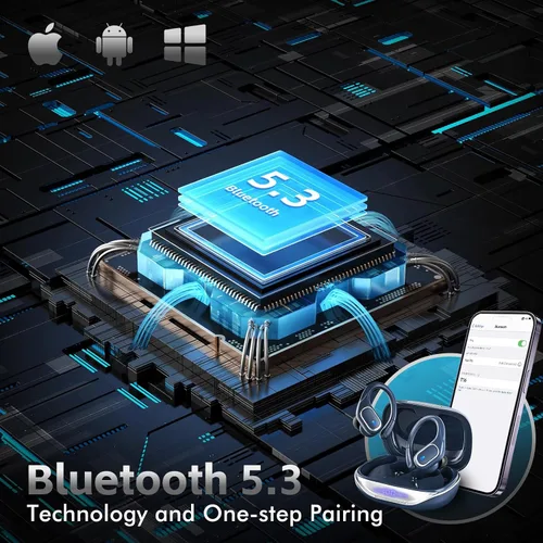 Miniatura 3 de HAOYUYAN Auriculares deportivos Bluetooth inalámbricos, 80 horas de reproducción, con pantalla de alimentación LED, IPX7 impermeables