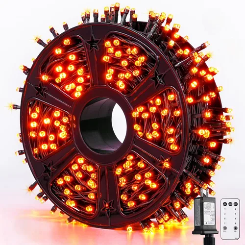 Miniatura 15 de JMEXSUSS 500 luces LED azules de Navidad al aire libre, 173 pies, 8 modos, tira de luces de Navidad, impermeable, luz LED azul para árbol enchufable