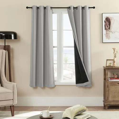 Miniatura 76 de Rutterllow - Cortinas 100% opacas, paneles de cortina con ojales, aislamiento térmico y bloqueo de luz para habitación y sala de estar