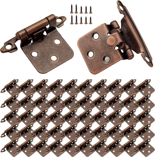 Miniatura 12 de 12 bisagras negras para puerta de gabinete, bisagras de cierre automático de cocina superpuestas de 1/2 pulgada (6 pares)