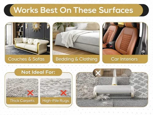 Miniatura 5 de Removedor de pelo de mascotas y rodillo de pelusa reutilizable – Removedor de pelo de gatos y perros para muebles, sofá, alfombra, ropa de cama