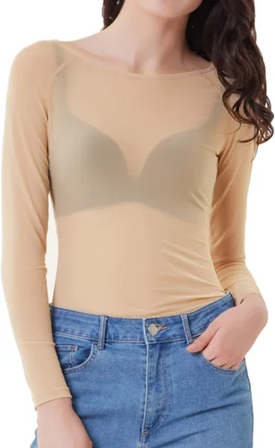 Miniatura 4 de Grace Karin - Blusa de manga larga de malla transparente para mujer