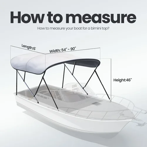 Miniatura 6 de KING BIRD Toldo Superior de Barco Bimini de 3-4 Arcos Protección Solar Toldo de Barco Impermeable Marco de Aluminio Inoxidable de 1 Pulgada 46