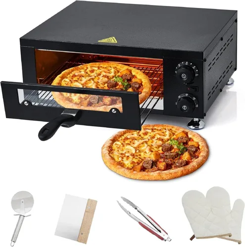 Miniatura 10 de Horno de pizza comercial de alta velocidad de 12 pulgadas 1100 W Acero inoxidable sellado con temporizador de 60 minutos para pizzería, camión