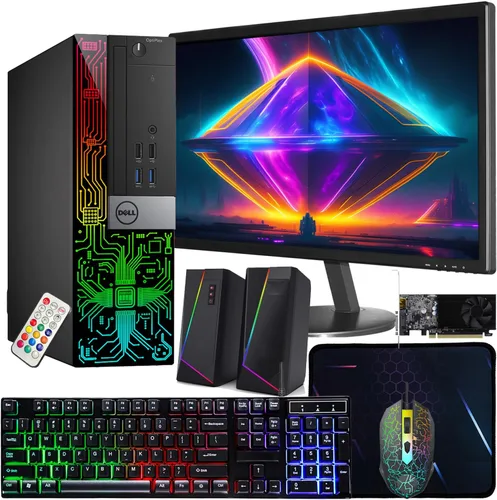 Dell Escritorio para juegos OptiPlex 3060 SFF RGB, Intel Core i5-8500, 16GB RAM, 512GB NVMe, 1TB HDD, monitor HDMI de 22 pulgadas, GeForce GT 1030