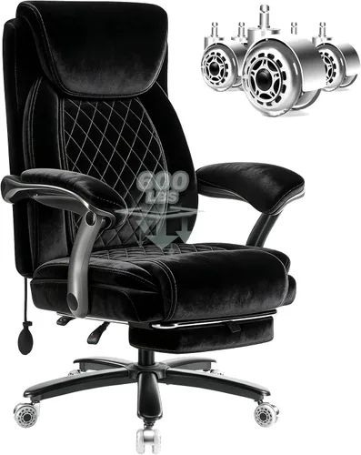 Miniatura 9 de Silla de oficina grande de servicio pesado de 600 libras con brazos abatibles 5D, cómoda silla de escritorio ejecutiva grande y alta con cojín