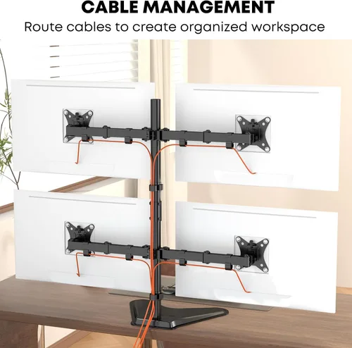Miniatura 4 de Soporte para monitor cuádruple, totalmente ajustable, apilado, soporte de escritorio de 4 pantallas de computadora de 17 a 32 pulgadas, soporta