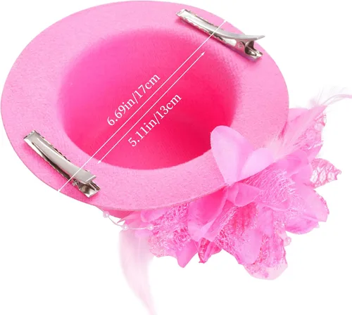 Miniatura 3 de obmwang 5 piezas de suministros de fiesta de té para niñas, guantes de fiesta de té, sombreros para niñas y niños, collar de fiesta de té para Rosa