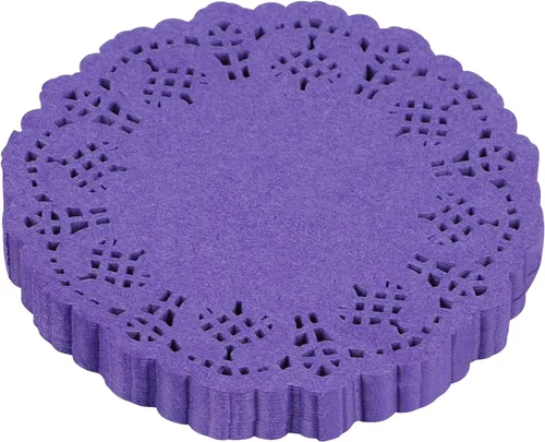 DECORA Tapones redondos de encaje de papel colorido de 3.5 pulgadas, decoración de vajilla de boda, paquete de 100 Violeta 1
