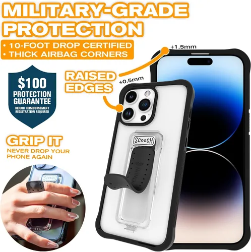 Miniatura 3 de Scooch® para iPhone 15 Pro Max Funda con Soporte, Funda Kickstand Wingman 5-en-1, Protección contra Caídas de Grado Militar, Kickstand Desplegable