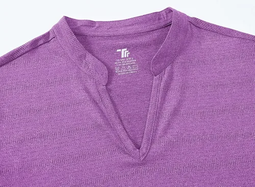 Miniatura 81 de Gopune Polo de golf con cuello en V para mujer, sin cuello, manga corta, ligera, de secado rápido, camisetas de tenis para correr