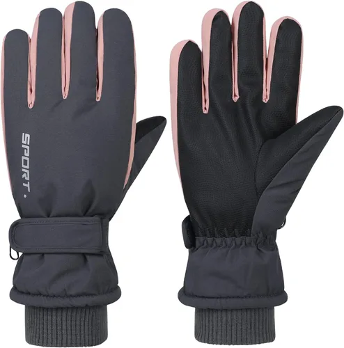Miniatura 7 de American Trends Guantes de esquí de invierno para mujer, guantes de invierno impermeables para pantalla táctil, guantes de nieve