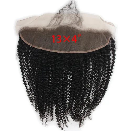 Miniatura 2 de Cierre frontal de encaje de 13 x 4 pulgadas, rizado completo, parte libre, sin procesar, extensiones de cabello humano virgen brasileño de oreja a