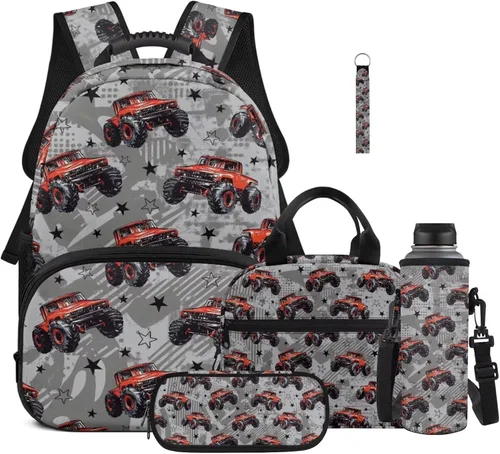 Miniatura 9 de Bulopur Eagle American Flag Print Kids Backpack Boys Elementary School 17 Inch Bookbag With Lunch Bag Water Bottle Holder Keychain Pencil Case 5