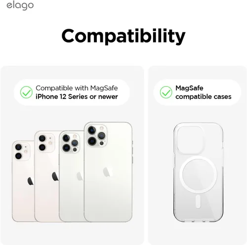 Miniatura 2 de elago Soporte de agarre compatible con cargador MagSafe, soporte para teléfono compatible con iPhone 16/15/14/13/12, diseñado para modo de mesita