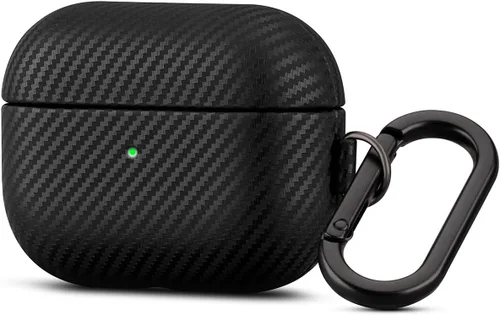 Miniatura 27 de Haobobro Funda de piel para AirPods Pro 2, piel seleccionada respetuosa con la piel, textura de fibra de carbono, hecha a mano, funda rígida Azul