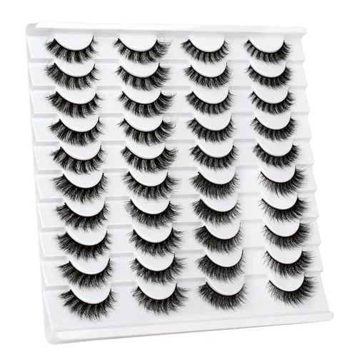Miniatura 755 de Pooplunch - Pestañas postizas finas de visón sintético, estilo ojo de gato, naturales, cruzadas, tipo racimo, efecto 8D de volumen, tiras