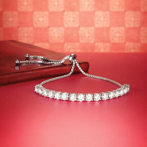 Miniatura 7 de Ross-Simons Pulsera Bolo de 400 quilates en plata de ley Circonita cúbica circonita
