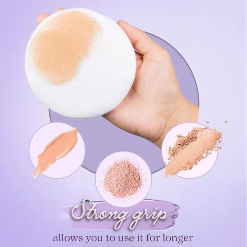 Miniatura 8 de Soplo de polvo Soplos de polvo extra grandes Maquillaje y esponja corporal con cinta de seda para polvo suelto y prensado, polvo, hornear