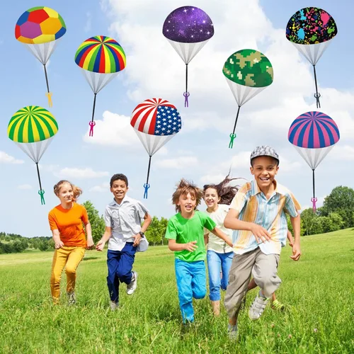 Miniatura 7 de 10 piezas de juguetes de paracaídas para niños, geniales juguetes voladores al aire libre, paracaídas, hombres para niños de 3, 4, 5, 6, 7, 8, 9, 10