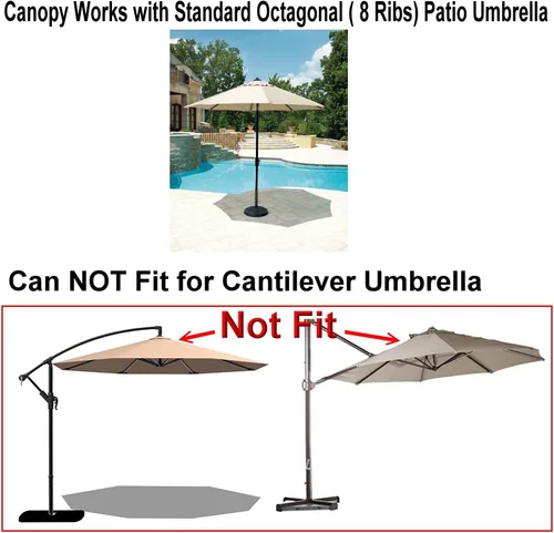 Miniatura 7 de Toldo de repuesto para sombrilla de patio de 9 pies con 8 varillas, toldo ventilado, resistente a la decoloración, UPF 50+ excelente protección solar