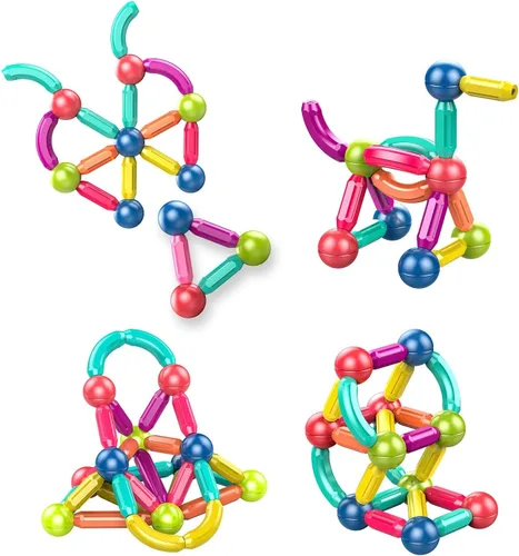 Miniatura 7 de Juego de bolas y varillas magnéticas, bloques de construcción magnéticos Montessori, juguetes magnéticos para niños pequeños, juguetes sensoriales
