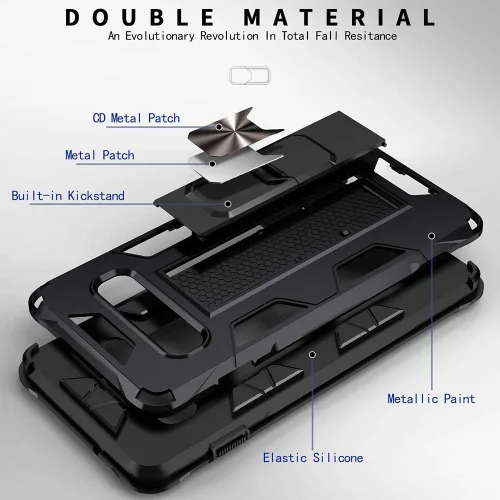 Miniatura 7 de Dionsibei Funda para Samsung Galaxy S10 Plus de grado militar con función atril incorporada, funda protectora resistente a prueba de golpes