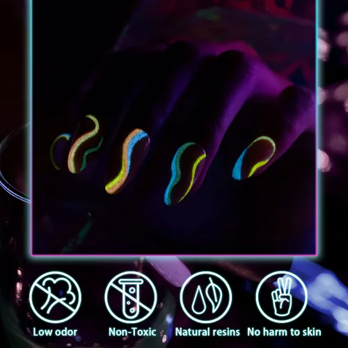 Miniatura 3 de RARJSM Revestimiento de gel para arte de uñas que brilla en la oscuridad, 12 colores pastel suaves, verde neón, azul, morado, rosa, pintura