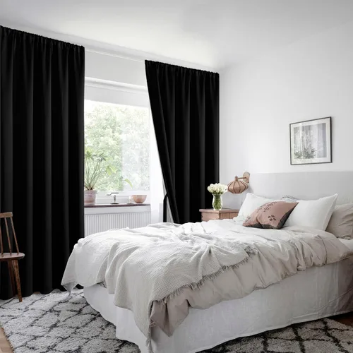 Miniatura 7 de XWZO Cortinas Opacas 100% Blancas - Cortinas de Bloqueo Total de Calor y Luz con Forro Negro para Dormitorio/Cuarto de Lavado, Paneles de Ventana