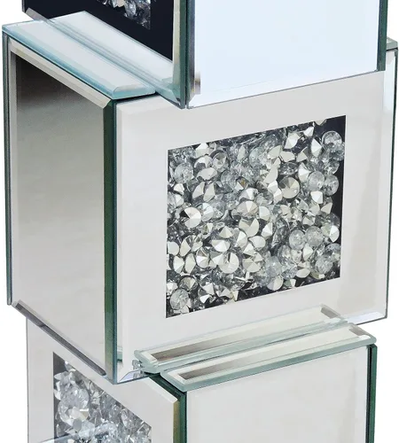 Miniatura 6 de Mesa auxiliar plateada con incrustaciones de cristal, mesa auxiliar moderna, mesa auxiliar cuadrada pequeña para sala de estar, dormitorio