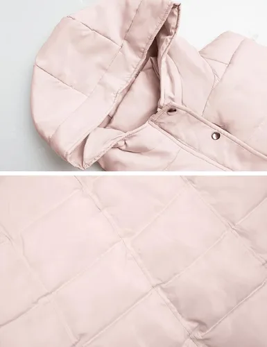 Miniatura 8 de Gihuo Chaleco largo acolchado de invierno para mujer, con capucha, sin mangas, con cremallera, chaleco largo