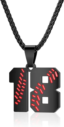 Miniatura 56 de Collar con número de béisbol para niños 00-99, collar con número de camiseta de béisbol de acero inoxidable, colgante personalizado, regalo