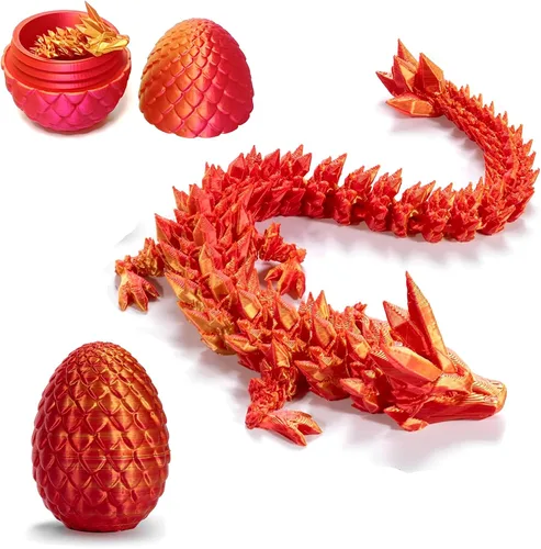Miniatura 12 de Huevo de dragón impreso en 3D, juguete misterioso de dragón de cristal, dragón articulado, decoración de escritorio para el hogar, huevos