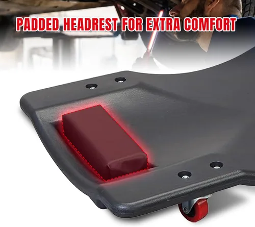 Miniatura 3 de BIG RED 36" Carretilla de taller rodante, carretilla de taller de plástico moldeado por soplado con soporte para la cabeza acolchado con 4 ruedas