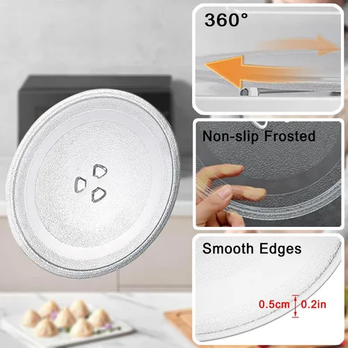 Miniatura 4 de Placa giratoria de vidrio transparente para microondas, placa de vidrio para microondas con acoplador y anillo giratorio de microondas, bandeja
