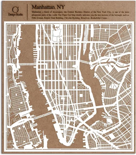 Miniatura 101 de O3 Design Studio Aberdeen - Mapa de papel cortado en papel blanco de 12 x 12 pulgadas
